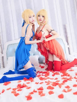 《Fate Extella》 阿尔托莉雅X尼禄睡服特典 C O S P L A Y_saber 尼禄 睡衣cos 阿尔托利亚 (17)