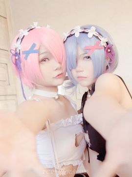 Rezero - Ram x Rem Cat keyhole fanart ver_06