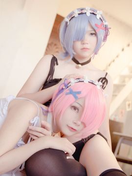 Rezero - Ram x Rem Cat keyhole fanart ver_08