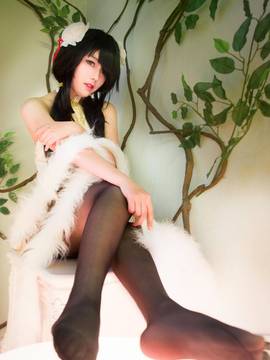 《约会大作战》狂三同人旗袍cp的正片 C O S P L A Y_时崎狂三白色同人版旗袍 (5)