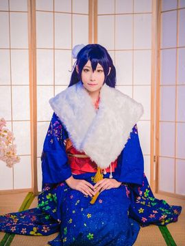 《Love Live!》田园海未未觉醒和服C O S_桜の中の海！正月和服未觉醒海 (1)