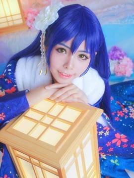 《Love Live!》田园海未未觉醒和服C O S_园田海未！如果奇迹有颜色，那么一定是蓝色！ (5)