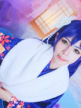 《Love Live!》田园海未未觉醒和服C O S_园田海未！如果奇迹有颜色，那么一定是蓝色！ (8)