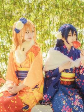 《Love Live!》田园海未未觉醒和服C O S_海祝您鸡年大吉 吧！正月和服未觉醒Ver (2)