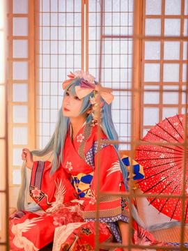 初音花色衣仙鹤和服 C O S_初音鹤车手办版 (2)