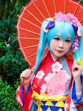 初音花色衣仙鹤和服 C O S_初音ミク～花色衣～ (3)