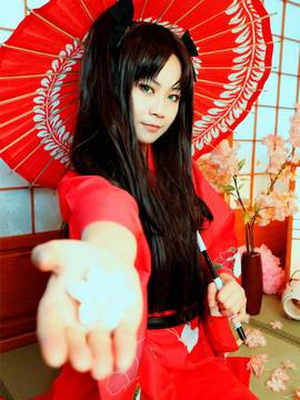 嘛， 夏天当然是要穿浴衣啊！远坂凛浴衣ver COS_浴衣正片 (2)