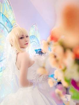 Saber型月10周年婚纱COS_TYPE-Moon十周年saber花嫁 (9)