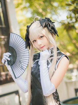 《缘之空》穹妹旗袍COSPLAY_缘之空 春日野穹 穹妹黑旗袍 (7)