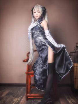 《缘之空》穹妹旗袍COSPLAY_缘之空穹妹黑旗袍 (8)