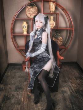 《缘之空》穹妹旗袍COSPLAY_缘之空穹妹黑旗袍 (1)