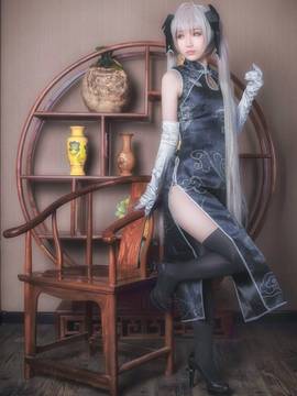 《缘之空》穹妹旗袍COSPLAY_缘之空穹妹黑旗袍 (2)