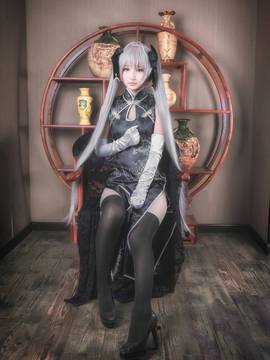《缘之空》穹妹旗袍COSPLAY_缘之空穹妹黑旗袍 (7)