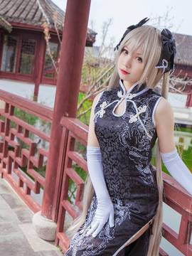 《缘之空》穹妹旗袍COSPLAY_穹妹黑旗袍 (2)