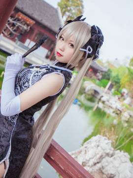《缘之空》穹妹旗袍COSPLAY_穹妹黑旗袍 (5)