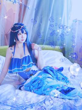 《LoveLive!》园田海未人鱼的世界觉醒 C O S P L A Y_噔噔蹬蹬～大家期待的小人鱼海新鲜出炉啦～ (4)