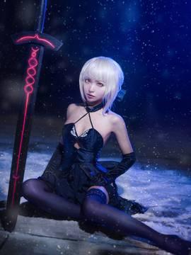 《Fate stay night》saber小礼服 C O S P L A Y_FateGrand Order 黑saber 满破 (12)