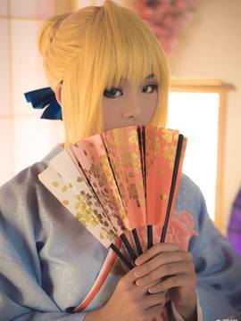 《Fate Stay Night》Saber晴着ver.~吾王和服新年挂画 C O S P L A Y_唔王 （现在才睡醒发现是2017 (5)