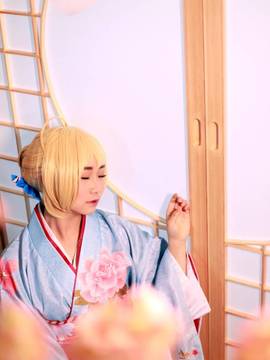 《Fate Stay Night》Saber晴着ver.~吾王和服新年挂画 C O S P L A Y_冬典saber晴着cos游场返图 (10)