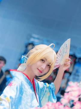 《Fate Stay Night》Saber晴着ver.~吾王和服新年挂画 C O S P L A Y_冬典saber晴着cos游场返图 (5)