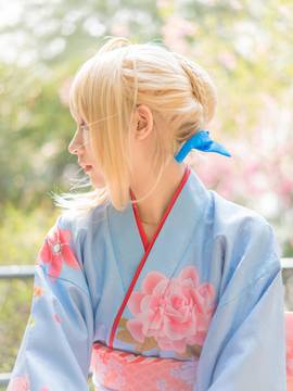 《Fate Stay Night》Saber晴着ver.~吾王和服新年挂画 C O S P L A Y_啊……分享一只温柔的saber (5)