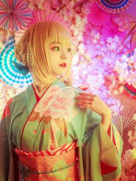 《Fate Stay Night》Saber晴着ver.~吾王和服新年挂画 C O S P L A Y_观众朋友们，想死你们啦！ (3)