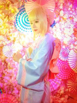 《Fate Stay Night》Saber晴着ver.~吾王和服新年挂画 C O S P L A Y_观众朋友们，想死你们啦！ (4)