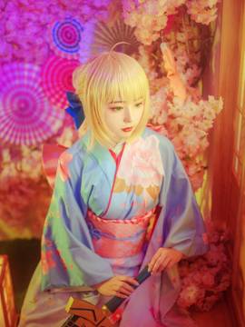 《Fate Stay Night》Saber晴着ver.~吾王和服新年挂画 C O S P L A Y_观众朋友们，想死你们啦！ (5)