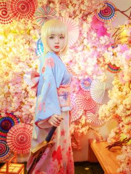 《Fate Stay Night》Saber晴着ver.~吾王和服新年挂画 C O S P L A Y_观众朋友们，想死你们啦！ (7)