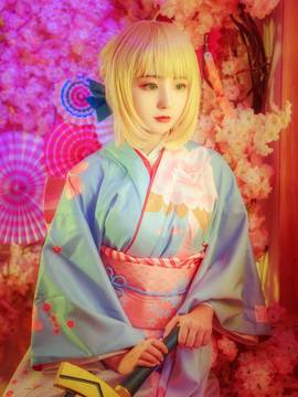 《Fate Stay Night》Saber晴着ver.~吾王和服新年挂画 C O S P L A Y_观众朋友们，想死你们啦！ (9)