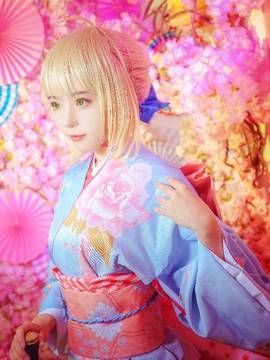 《Fate Stay Night》Saber晴着ver.~吾王和服新年挂画 C O S P L A Y_观众朋友们，想死你们啦！ (10)