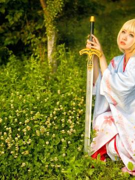 《Fate Stay Night》Saber晴着ver.~吾王和服新年挂画 C O S P L A Y_saber 晴着和服 (9)