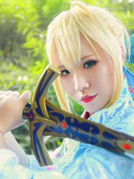 《Fate Stay Night》Saber晴着ver.~吾王和服新年挂画 C O S P L A Y_阿尔托利亚·潘德拉贡 和服手办cos (5)
