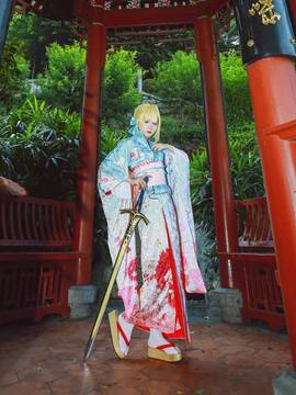 《Fate Stay Night》Saber晴着ver.~吾王和服新年挂画 C O S P L A Y_阿尔托利亚·潘德拉贡 和服手办cos (10)