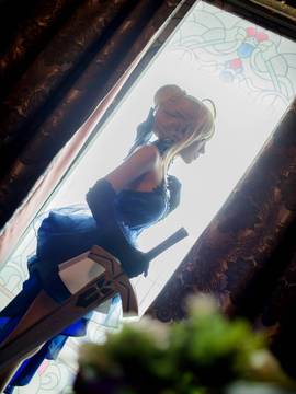 《FateGrand Order》extella saber礼服 C O S P L A Y_【fateextella】saber 蓝礼服 ver (14)
