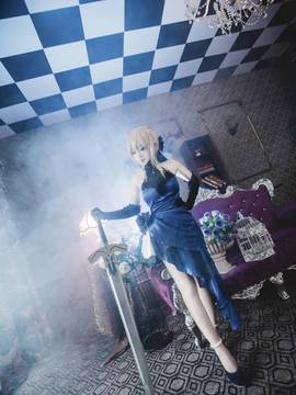 《FateGrand Order》extella saber礼服 C O S P L A Y_【fateextella】saber 蓝礼服 ver (15)