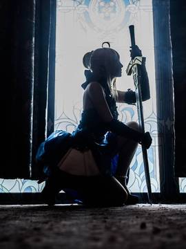 《FateGrand Order》extella saber礼服 C O S P L A Y_【fateextella】saber 蓝礼服 ver (20)