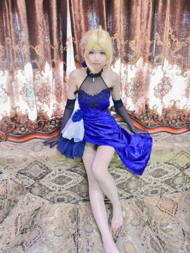 《FateGrand Order》extella saber礼服 C O S P L A Y_cos saber蓝礼服 (7)