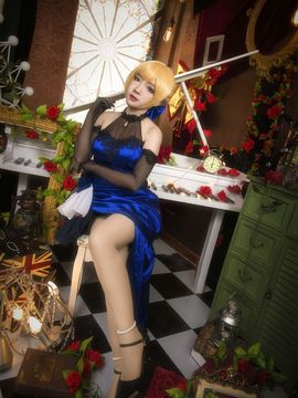《FateGrand Order》extella saber礼服 C O S P L A Y_fgo saber蓝礼服 (2)