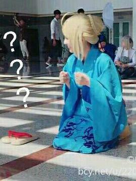 《命运之夜》SABER&远坂凛浴衣Ver. C O S P L A Y_saber浴衣场照（内带表情包） (7)