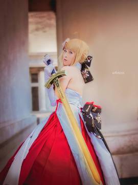 《Fate Grand Order》月刊特典saber&nbsp;&nbsp;C O S P L A Y_saber仙鹤礼服 (10)