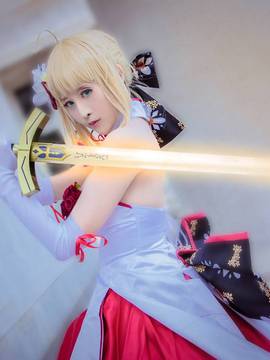 《Fate Grand Order》月刊特典saber&nbsp;&nbsp;C O S P L A Y_saber仙鹤礼服 (13)