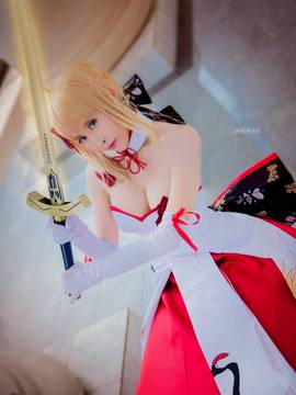 《Fate Grand Order》月刊特典saber&nbsp;&nbsp;C O S P L A Y_saber仙鹤礼服 (14)