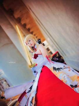 《Fate Grand Order》月刊特典saber&nbsp;&nbsp;C O S P L A Y_saber仙鹤礼服 (15)