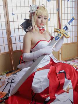 《Fate Grand Order》月刊特典saber&nbsp;&nbsp;C O S P L A Y_saber仙鹤礼服 (12)