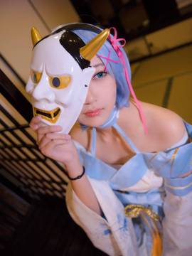 《从零开始》蓝色和服雷姆 C O S P L A Y_要和雷姆一起看樱花吗 (9)