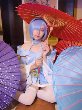 《从零开始》蓝色和服雷姆 C O S P L A Y_要和雷姆一起看樱花吗 (5)