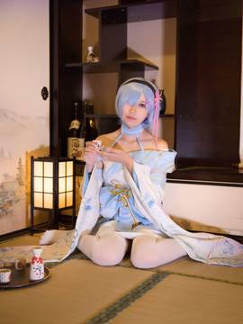 《从零开始》蓝色和服雷姆 C O S P L A Y_要和雷姆一起看樱花吗 (8)
