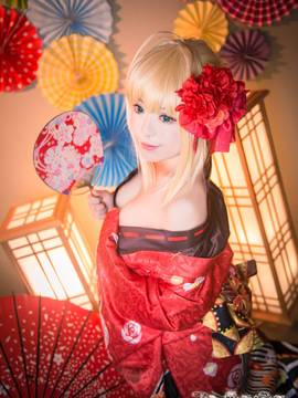 《Fate Grand Order》尼禄和服 C O S P L A Y_Fate extella 振袖蔷薇和服 尼禄 (1)
