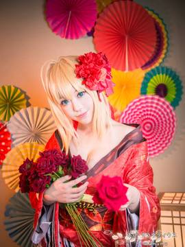 《Fate Grand Order》尼禄和服 C O S P L A Y_Fate extella 振袖蔷薇和服 尼禄 (3)